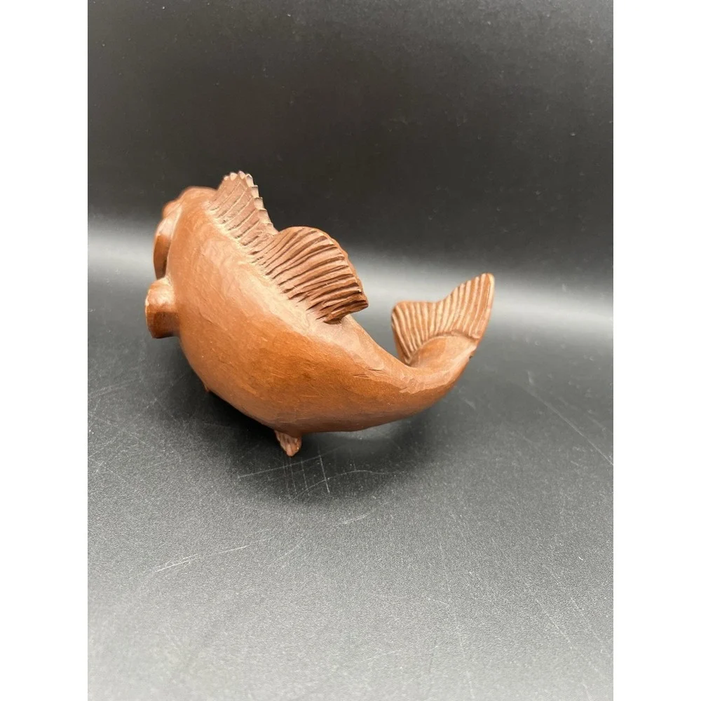 Vintage 1987 Red Mill MFG Large Mouth Bass Fish Carved Decor GrannyCore Grandpa